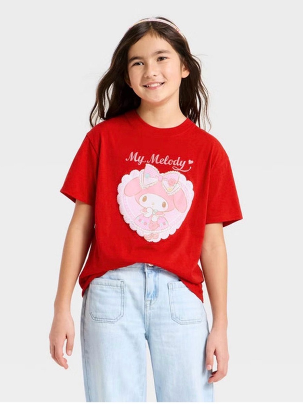 Hybrid Apparel Red My Melody Graphic Tee with Pink Print size L